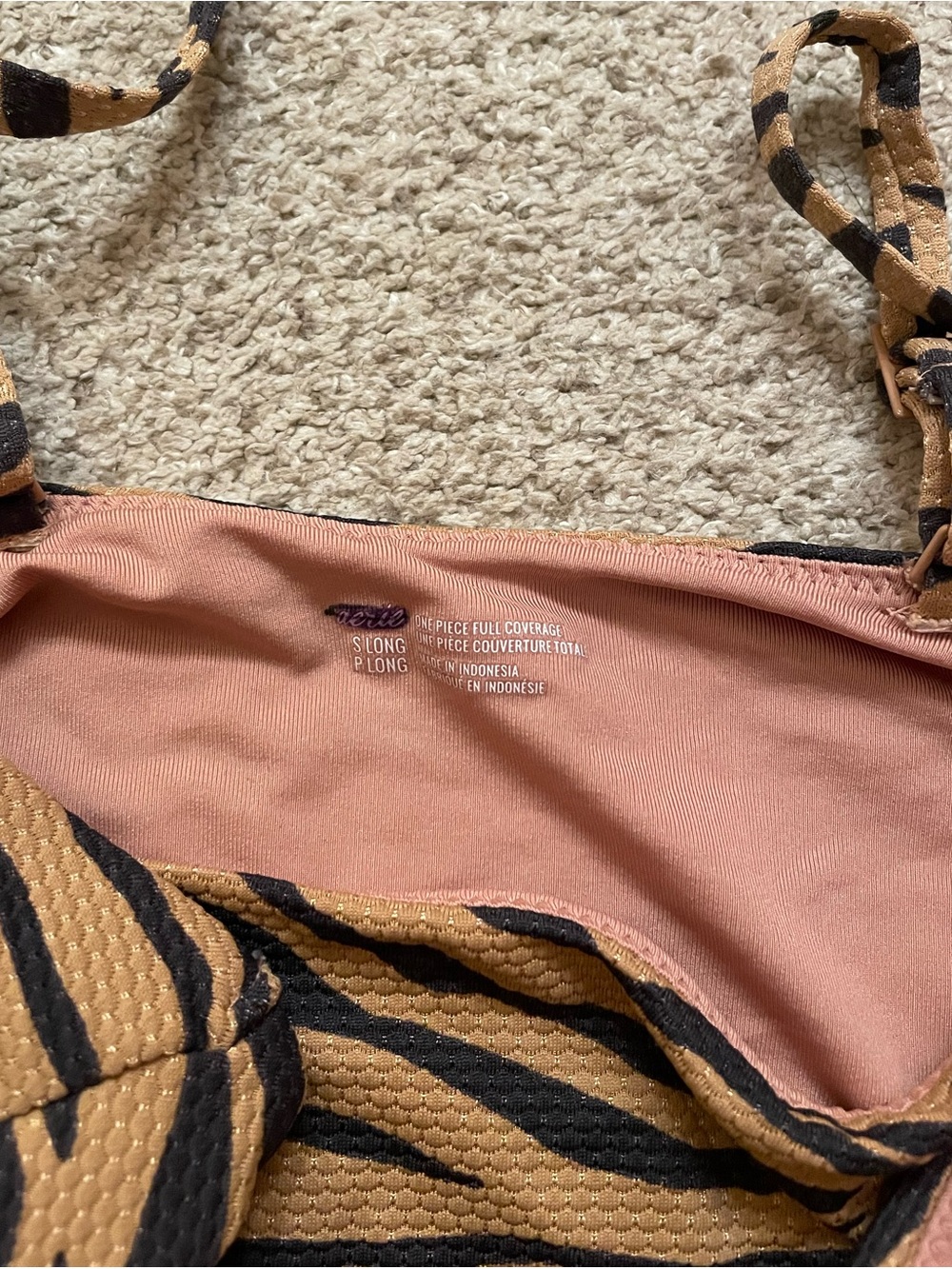 aerie one piece swimsuit bathing cutout small long ruched tiger print ribbed - Picture 3 of 6